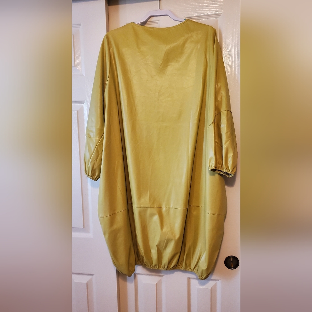 Green leather dress